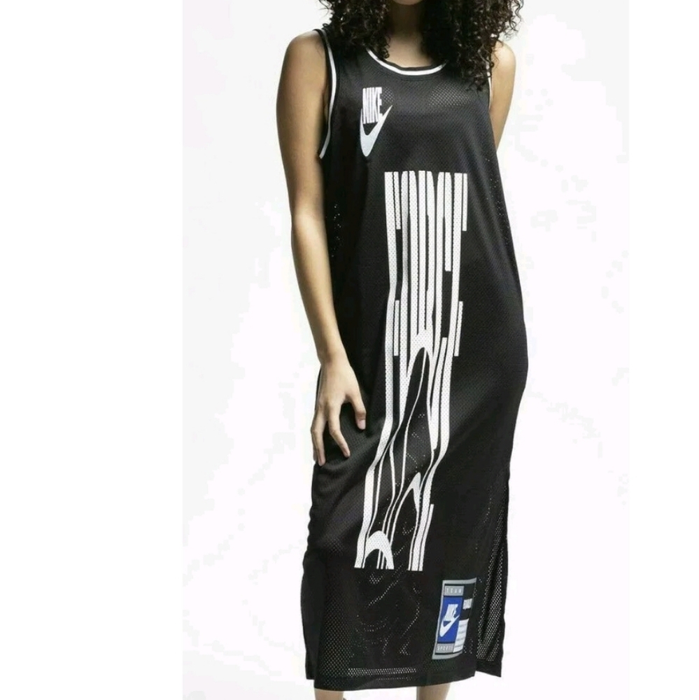 Nike Sportswear BHM Equality BLM Jersey Mesh Dress S Black White Casual